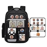 Mochila Capivara Escolar Ortopédica, Costas Anatômicas, Alças Ergonômicas, Resistente a água - Nylon Oxford - 5 Cores - Tamanho Grande 42 cm (PRETO)