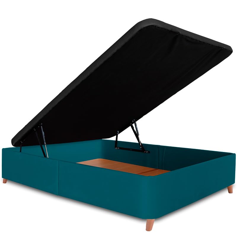 Ventadecolchones - Canapé Abatible Serena con Patas | Tapizado en Terciopelo Verde con Tapa en Tejido 3D Transpirable | 135 x 190 cm