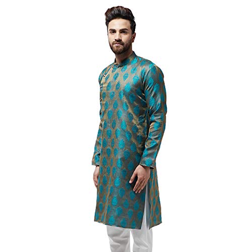 Image of SOJANYA Men's Silk Embroidered Regular Kurta