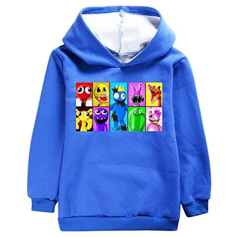 Rainbow Friends Costume Kids Plush Hoodie Rainbow Costume (blue,140cm,7 Years,8 Years) Cover
