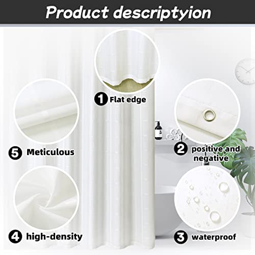 Spacedresser Jacquard Fabric Shower Curtain,Shower Curtain Liner,Shower Curtain Set With 12 Shower Curtain Hooks,Hotel Quality Plaid Weave Bathroom Curtain With Grommets,72 X 72 Inches Long Ivory #TOP4