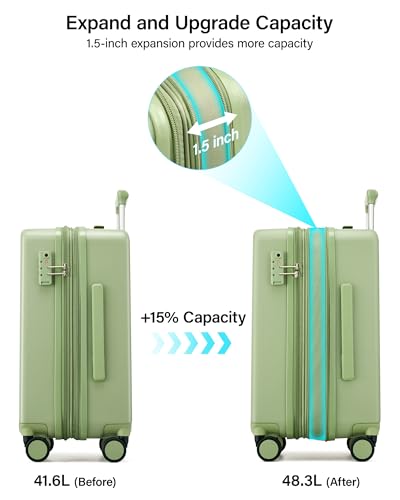 Image of Hanke 20 Inch Expandable Carry On Luggage, Hard Shell with Side Hook