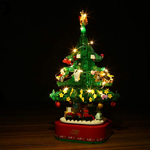 EAYOK Weihnachten Bausteine Bausatz mit Beleuchtung und Musikeffekt, 486 Teile Weihnachtsbaum Modell Bausatz, Kompatibel… – Bild 8
