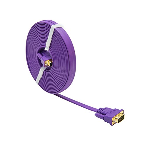 Dtech Ultra Slim Flat Vga To Vga Cable 25 Feet Male To Male Connector Cord For Computer Monitor Projector - Purple - 8M #TOP6