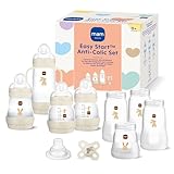 MAM Easy Start Anti-Colic Set | 0+ Mon | Babyflaschen-Set | 94% Akzeptanz & 96% Hebammen-Empfehlung | weniger Koliken | 6 Baby Trinkflaschen, 1 Griff & MAM Start | mint