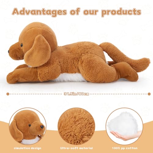 MorisMos riesen Golden Retriever Hund Kuscheltier XXL, 80cm lang groß Hund stofftier plüschtier,Geschenk Kinder Baby