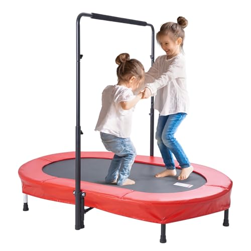 VEVOR Kindertrampolin Indoor/Outdoor-Trampolin faltbares Mini Trampolin mit Griff, Geburtstagsgeschenk für Kinder ab 3 Jahren für Spaß, rot