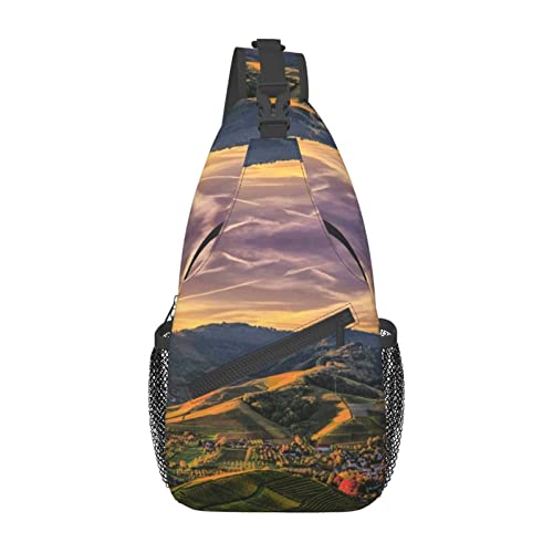 Sac à bandoulière imprimé montagne Evealyn pour course à pied et marche
