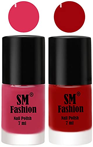 Image of Long Lasting Nail Polish | Nail Paint Combo 7 ml Each) - Set of 2 Dusty Pink-Light Red
