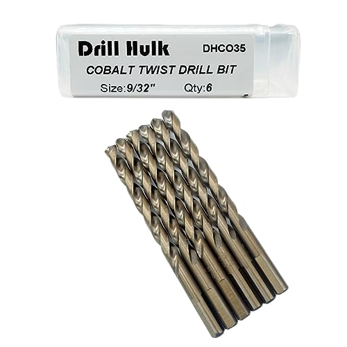 9/32-Inch Cobalt Steel M35 Jobber Length Twist Drill Bits for Hard Metal Stainless Steel Pack of 6