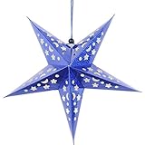 KESYOO 45cm Weihnachtsstern Papier Lampenschirm 3D Papierstern Laterne Star Lantern für Weihnachten Xmas Silvester Hochzeit Party Hängende Dekoration Ornament Fensterdeko Blau