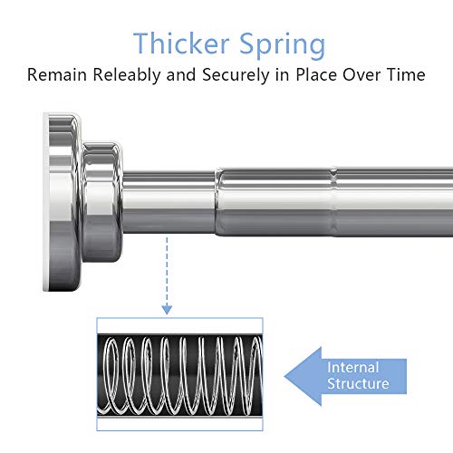 2 Pcs Shower Curtain Rod 41-72 Inch No Drilling Never Rust Adjustable Spring Tension Shower Rod Easy to install for Bathroom,(Silver) - Thumbnail 4