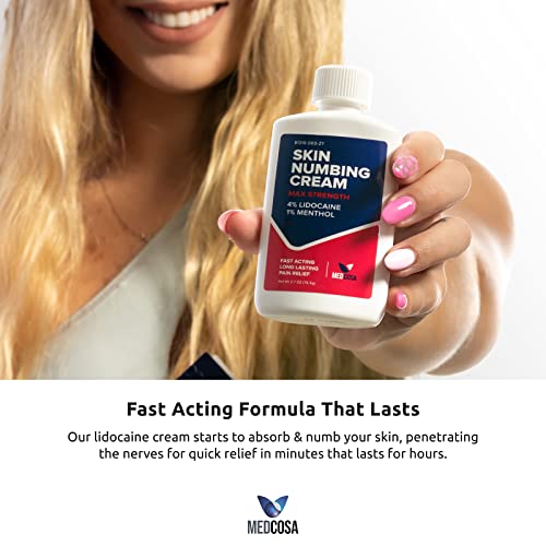 Medcosa Numbing Cream | 4% Lidocaine + 1% Menthol | Topical Numbing Cream With Maximum Strength | Pain Relief Cream To Stay Comfortably Numb | Apply Before Beauty Procedures #TOP3