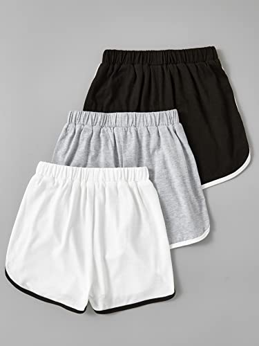 SHENHE Girl's 3 Piece Letter Graphic Elastic High Waisted Track Dolphin Shorts2