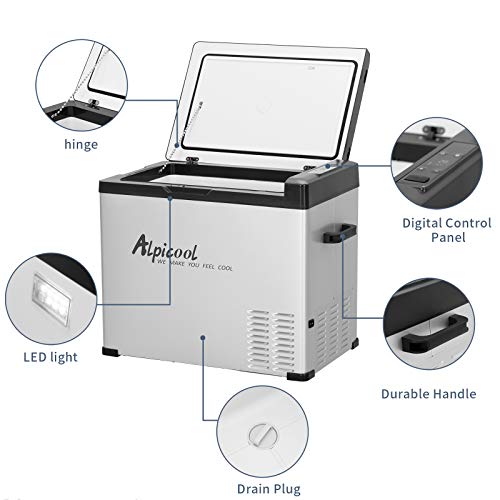 Alpicool C50 Portable Refrigerator 53 Quart(50 Liter) 12 Volt Car Freezer For Vehicle, Truck, Rv, Boat, Mini Fridge Freezer For Travel, Outdoor, Home -12/24V Dc And 110-240V Ac (Black And Silver) #TOP3
