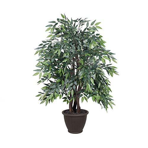 Vickerman 4' Artificial Green Smilax Extra Full Bush, Brown Plastic Container.