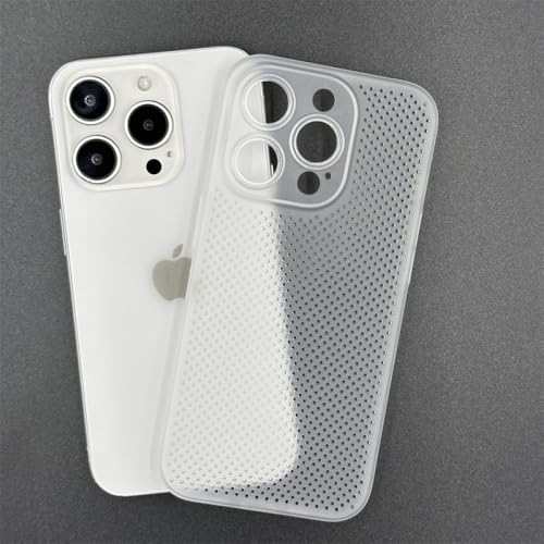 高級放熱通気性冷却ケースiPhone 15 14 13 12 Pro MaxメッシュカバーiPhone 14 15 Plus無地カラーケース、ホワイト、iPhone 13 Pro用