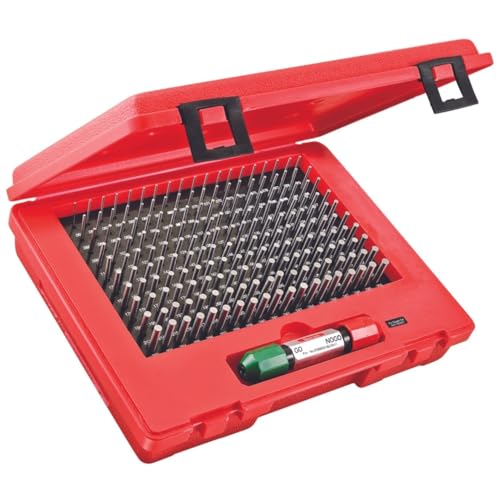 Starrett Precision Steel Pin Gage Set with Rugged, High Impact Protective Case - .061-.250" Range, Plus Set Type, 190 Gages - S4002-250