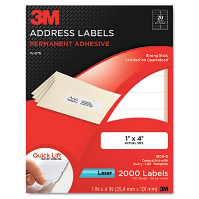 Mmm3100Dus Label 1X4 Addr 2000 Wht