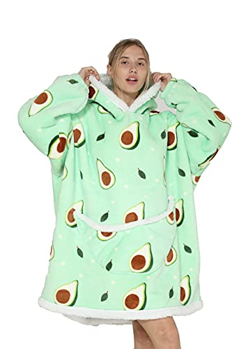Shamdon Home Collection Hoodie Decke, Kuschelpullover Damen mit übergröße Kapuze - Kuschelig Fleece Tragbare Decke mit Ärmeln, Riesiege Tasche- Kuscheldecke zum anziehen für Sofa Kino