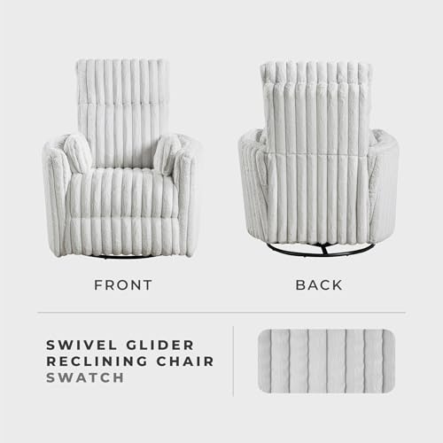 Lexicon-Modern-Swivel-Glider-Recliner-Chair-Nursery-Glider-Corduroy-Fabric-Upholstery-Recliner-with-High-Back-Manual-Recliner-Sofa-Chair-for-Living-RoomOfficeApartment-Gray Lexicon Modern Swivel Glider Recliner Chair Nursery Glider Corduroy Fabric Upholstery Recliner with High Back Manual Recliner Sofa Chair for Living RoomOfficeApartment Gray