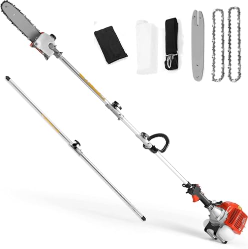 Pole Saw Gas Powered 58 CC, 2 Cycle Gas Powered Pole Saw with 11.5 Inch Pole and 16 Foot Retractable...