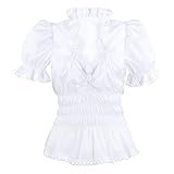 TRADITIONELLE BEKLEIDUNG: Damen Rüschenbluse ist durch Ihre Qualität nahezu bügelfrei. By Johanna
