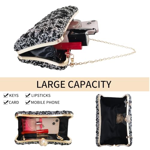 Image of Sparkly Women's Evening Clutch Purses Rhinestone Bag Luxury Handbags For Weddings Formal Prom Party