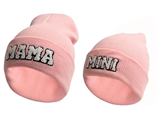 Mama Mini Matching Set Beanie Hat 2PCS Parent-Child Banie Hat Family Beanie Hat Mothers Day