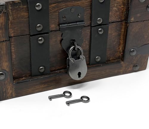 Image of Nautical Cove Antique Solid Iron Lock with Skeleton Keys - Pirate Treasure Lock (Mini 1.5 inch)