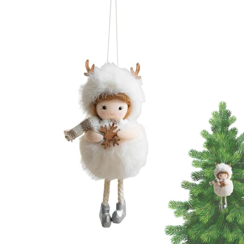 Adorno de ángel, cuernos, felpa suave, llaveros integrados, decoraciones navideñas de ángel, para amigos, hombres, mujeres, niños, pared, hogar, vacaciones, interior y exterior, cumpleaños y, Blanco