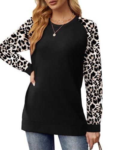 Image of Saloogoe Tunic Sweatshirts for Women Crewneck Lightweight Sweaters Raglan Long Sleeve Shirts Fall Fashion Tops 2026