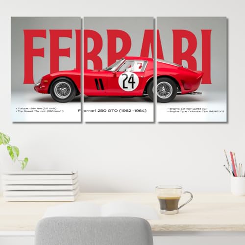 Image of Good Hope Ferrari Car Poster for wall 3 Piece Car Split Poster 12x18 inch Set for Room, Wall Art Home, Office, Living Room, Bedroom, Hostel boys, Gift Wallpaper Wall Decoration, wall decor item
