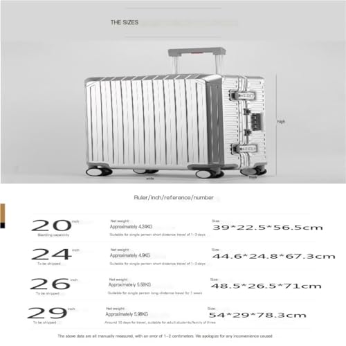Suitcase Aluminum-Magnesium Alloy Trolley Suitcase, Swivel Travel Suitcase, Password Suitcase for Men and Women Luggage(Gray)2