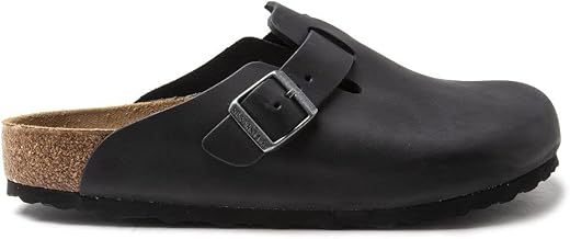 Birkenstock Unisex Boston Black Oiled Leather Clogs 43 R (US Men's 10-10.5 / US Women's 12-12.5)
