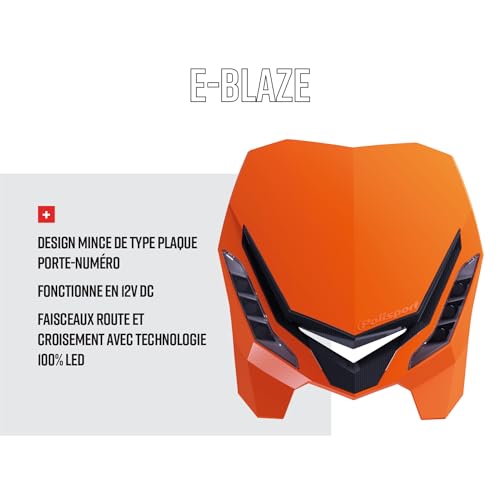 Phare e-blaze or/bk optique de moto orange et noir