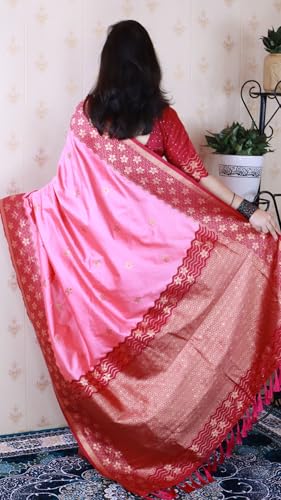 Image of SGF11 Women's Kanjivaram Pure Handloom Soft Silk Saree With Blouse Piece