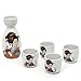 Lotocool Japanese Sake Set, 5 Pieces Sake Set Hand Painted Design Porcelain Pottery Traditional Ceramic Cups Crafts Wine Glasses (Orange)