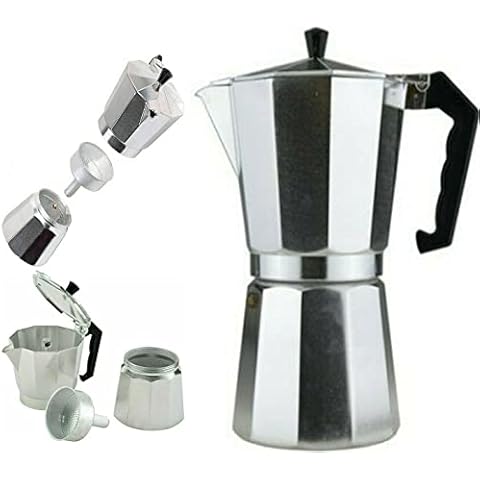DNQ Stove Top Coffee Maker - Percolator Italian Espresso Coffee Maker- Aluminum Silver Moka Pot 60 ml - 700 ml (12 Cups x 700ml) Cover