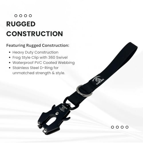 SparkDog Hundeleine für Verkehrskontrolle, 30,5 cm, Biothane-Leine, Frosch-Stil, Clip, Edelstahl, strukturierter Griff, wasserdicht, strapazierfähig für Diensthund, Pit Bull, Malinois, Mastiff