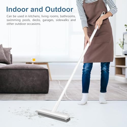 Image of 2-in-1 Bathroom Brush with Wiper Long Handle Floor Scrub Brush with Head for Deep Cleaning Tiles, Toilet, Shower, Walls & Kitchen Floor Cleaning Brush. (1 pcs)