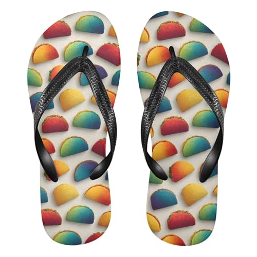 Flip Flop Sandals Taco Pattern Print for Women Men Beach Outdoor XS