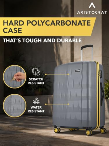 Image of Aristocrat Comet Large Polycarbonate Hard Case 8-Wheel Trolley Bag, Grey