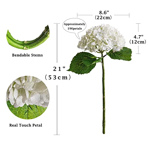 Yalzonemet 3 Pcs 21In White Artificial Hydrangea Flower Large Natural Lifelike Real Touch Hydrangea Flower Faux For Home Party Decor Outdoor Wedding Table Decoration #TOP5