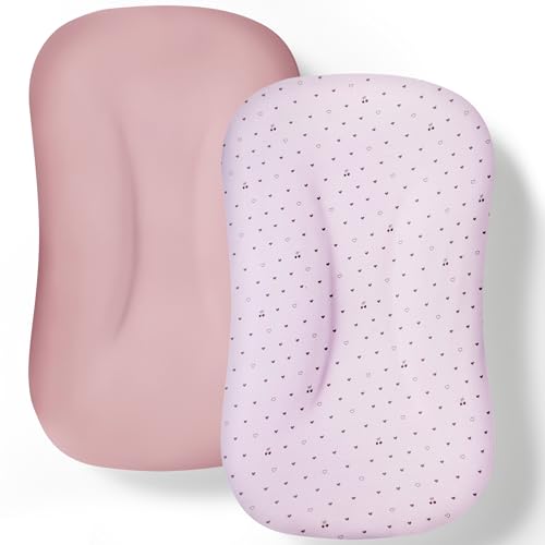 Image of Cpzzkq Baby Lounger Cover 2 Pack - Silky Soft and Breathable Infant Lounger Cover, Newborn Lounger Slipcover for Baby Boys Girls, Fits Cpzzkq & Most Loungers, Cover Only, Pink