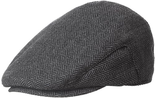 Kids Classic Herringbone Tweed Flat Cap Wool Blend Newsboy Ivy Hat for 5-9 Years Old Dark Gray