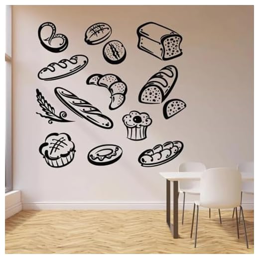 YIBUHANG Vinilo autoadhesivo para pared diseño de pan bocadillos productos de panadería repostería postres cocinas restaurantes decoración de puertas y ventanas