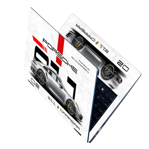 Image of Full Body UV Printed Removable Premium Laptop Skin Upto 15.6 inch Sticker Compatible for Dell /HP /Lenovo /Acer /Asus All Laptop Size Upto 14 to 15.6 Inch - Porsche 911 Carrera Sketch