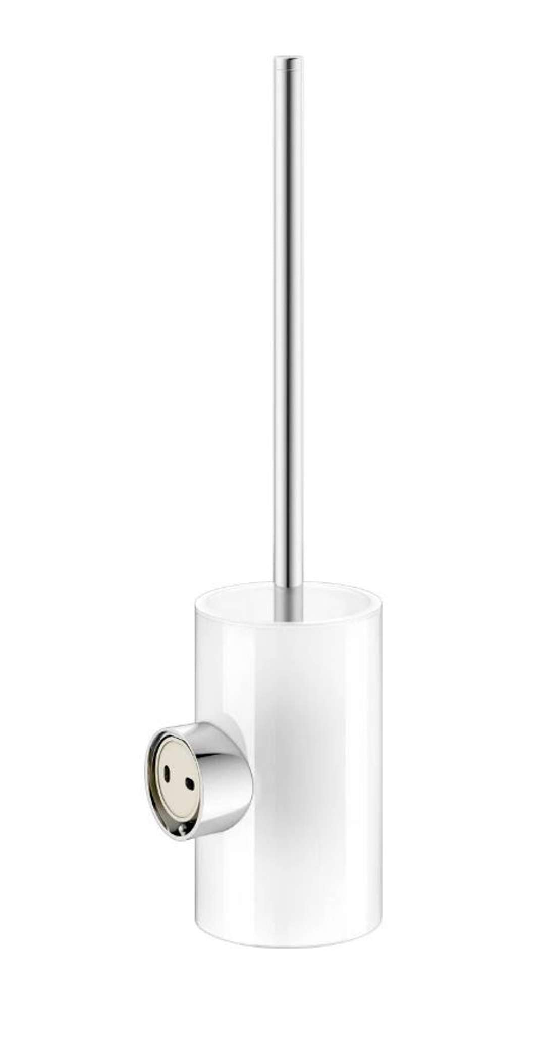 KEUCO Reva WC-Bürstengarnitur mit Glasgehäuse und Bürste, Metall verchromt | Made in Germany, inkl. Schrauben und Dübel, Bürstenhalter mit Klobürste