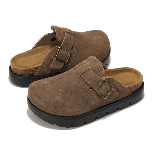 Image of Project Cloud 100% Genuine Leather Platform Clogs for Women Footwear - Memory Foam Arch Support Cork Footbed Casual Shoes & Mules for Women 2026 (Benton Chunky)